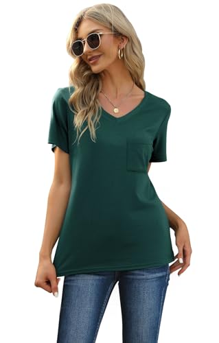Image of RUBZOOF Women's Short Sleeve Pajama Sets with Pockets Casual V Neck 2 Piece Lounge Sets S-3XL