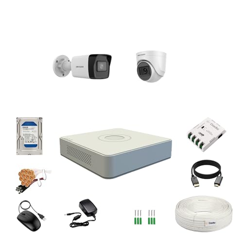 Image of HIKVISION 2MP 1080P 4 Channel DVR, 2MP 1 Dome & 1 Bullet Cameras [Night Vision + EXIR Technology + Motion Detection + HDTVI] + 500GB HDD + 4 CH SMPS + CCTV Cable + BNC /DC