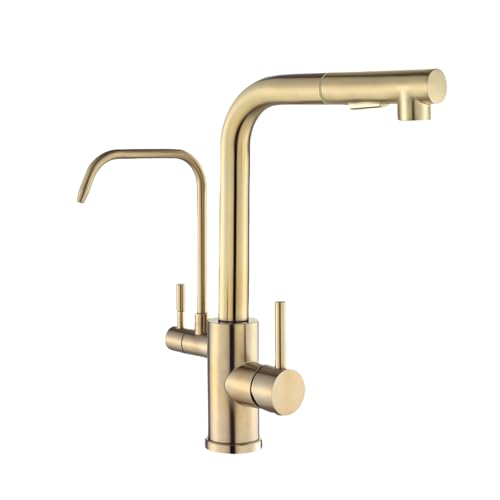 YESOP Torneira De Bancada Cozinha P/filtro Gourmet Pia Extensível (Dourado Escovado)