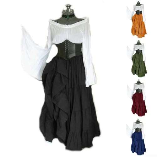 Vestido gótico medieval de mujer para cosplay de hada y reina 6