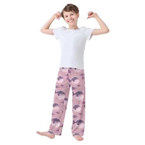 Pajama Pants Lounge Sleep PJ Bottoms Sleepwear Elastic Waist Drawstring S Puffer Fish3