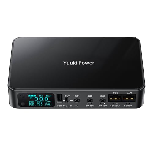 Yuuki Power Mini UPS for Router CCTV 18000mAh(66Wh) 12V/2A DC UPS Battery Backup USB 5V/3.6A