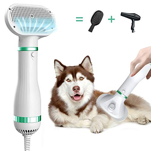 【最新版】 ペットドライヤー ペットブラシ 猫犬用グルーミング ペットヘア乾燥機 犬の毛送風機 4in1多機能 片手操作 風量温度調節可能 静音安全 日本語説明書付き