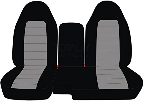 TOTALLY COVERS Compatible with 2004-2012 Ford Ranger/Mazda B-Series Two-Tone Truck Seat Covers (60/40 Split Bench) with Center Console/Armrest Cover: Black & Gray (21 Colors)