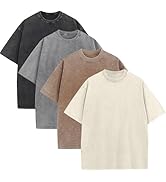 KEEPSHOWING Mens Oversized T Shirts Acid Wash Loose Fit Vintage Washed Tee Shirt Short Sleeve Str...