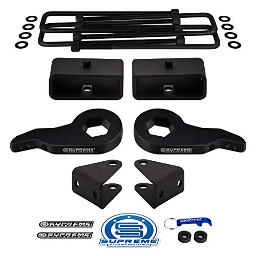 Supreme Suspensions - Adjustable 1-3" Front + 2" Rear Lift Kit for 2000-2010 Silverado 1500HD 2500HD 3500HD Full Suspension Lift Kit with Front Shock Extenders - Can Cooler Included with Purchase