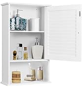GOPLUS Armoire De Rangement Salle De Bain MDF - Meuble Toilette Sur Pied Avec Tiroir Et 2 Étagères Réglables, 35x30x87cm Blanc