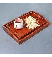 Bandeja de madeira premium feita à mão para servir | Bandeja de chá para travessa de servir...