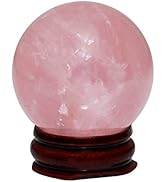 mookaitedecor Natural Crystal Ball with Wood Stand,Healing Crystals Sphere Sculpture Home Decorat...