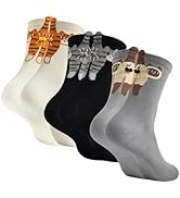 Belloxis Cute Cats Socks with Balls 3D Women's Cat Socks Novelty Cotton Funny Animal Crew Cat Bal...