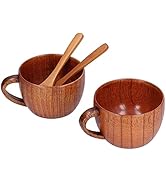 Wooden Cup Coffee Tea Cup Wood Coffee Mug Drinkware with Handle for Home Bar Restaurant