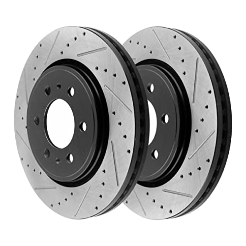 AutoShack PR64155LR Front Drilled Slotted Brake Rotors Black Pair of 2 Driver and Passenger Side Replacement for 2007-2021 Ford Expedition 2010-2020 F-150 2007-2021 Lincoln Navigator 3.5L 4WD AWD RWD