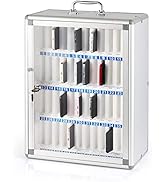 Ozzptuu 48 Slots Aluminum Alloy Pocket Chart Storage Cabinet for Cell Phones,Wall-Mounted with a ...