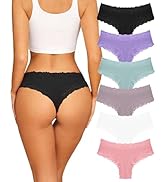 FINETOO Womens Cotton Underwear Sexy Lace Hipster Panties Soft Breathable Cotton Brazilian Bikini...
