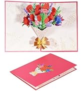 0GULUS ポップアップカード ３D グリーティングカード とびだす 立体 メッセージカード お祝い 誕生日 プロポーズ プレゼント 手紙 (花束レッド)