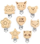ARTESTAR Schnullerclip 8 Stück Holzclip Holztiere Schnullerketten Clips Schnullerketten Zubehör S...