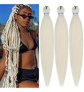 Platinum Blonde Braiding Hair Pre Stretched Braids Hair Extension 26 Inch for Braiding(Pack of 3)