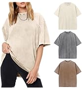Arssm Women Oversized T Shirts Acid Washed Cotton Tees Vintage Baggy Loose Fit Streetwear Workout...