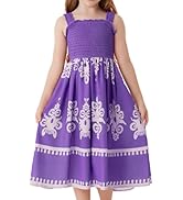 GRACE KARIN Girls Summer Boho Dresses Square Neck Smocked Sundresses Casual Sleeveless Maxi Dress...