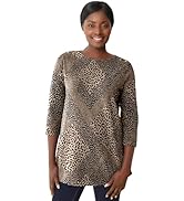 Jessica London Women's Plus Size Boatneck Tunic Top 3/4 Sleeve Shirt Loose Fit