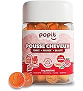 POP IT 60 Gummies Pousse Cheveux - Cure 1 Mois - Vegan, Sans Sucres, Goût Pêche - Vitamine Cheveu...