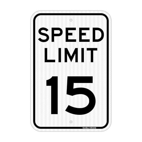 GicnKeuz Speed Limit 15 MPH Sign, 18" x 12" Slow Down Sign, Traffic Engineer Grade Reflective Aluminum, Fade Resistant, 2 Pre-drilled Holes, Outdoor Use (1-Pack)