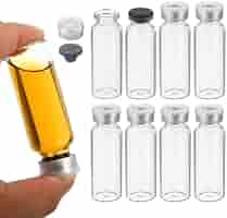 8 Fiale Vetro Borosilicato 5ml Con Tappo Gomma - Per Laboratorio, Oli Essenziali, Campioni, Pre-sterilizzate - Foto 1