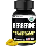 Berberine Supplement HCI 1000mg with Magnesium Glycinate Chelate, Ceylon Cinnamon Bark 100mg & Ch...