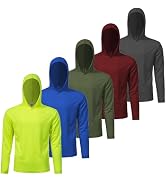 Mens Active Athletic T-Shirts Set Long Sleeve Sun Protective Quick Dry Hoodies Shirt 5 Pack