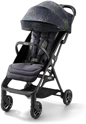 Graco Ready2Jet Compact Stroller – Overhead Friendly Compact Travel Stroller with Automatic Fold, Splatter Art