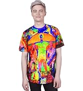aofmoka Neon Glow Blacklight UV Reactive Party Rave Handmade Art Tee Sport Top Workout Shirt Wome...
