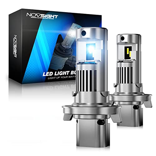 NOVSIGHT 2022 Upgrade H13 LED Headlight Bulbs 20000 Lumens, 600% Brightness 9008 LED Bulb High and Low Beam, 90W 6500K Cool White Wireless Halogen Replacement, Plug and Play, Pack of 2