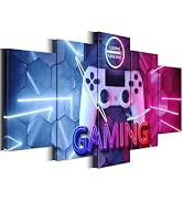 Merrleem Game Controller Canvas Wall Art Prints, Gamer Bedroom Decor, Gaming Symbol Picture, Teen...