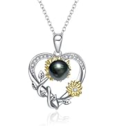 NONNYL Gifts for Wife Anniversary Pearl Necklace for Women-Tahitian Black Pearl Real 8-9mm Qualit...