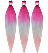 Periwinkle Braiding Hair Pre Stretched Kanekalon Braiding Hair Extension 26 Inch Pink to Mint Syn...