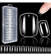 Nail tips for Gel Extensions, Gel Nail Tips Short Nail Tips Square False Nail Tips, 240pcs 12 Siz...