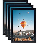 JCJMY 10x15 Black Picture Frame Set of 4, Horizontal and Vertical Formats for Wall Hanging, 10 x ...