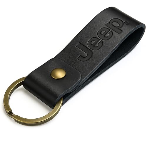 Jeep Keychain Genuine Leather - Officially Licensed Key Chain Wrangler Gladiator Cherokee Jeep Accessories