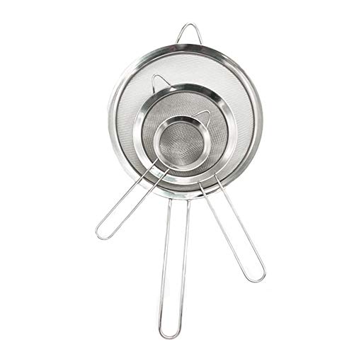 3PCS Stainless Steel Kitchen Fine Mesh Strainers with Handle 264671 inches for Juice Egg Tea Coffee Flour Filter and Rinse Vegetable Fruit