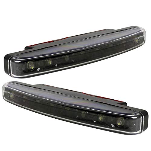 Carpartsinnovate For 6000K White 2x 8-LED Lights Black Fog Bumper Lamp Pair