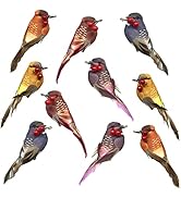 BANBERRY DESIGNS Songbird Christmas Ornaments - Set of 10 Clip Ons - Floral Arrangements and Cent...