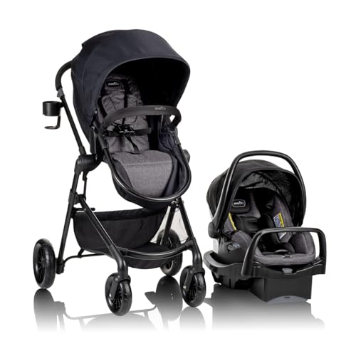 evenflo pivot modular travel system with litemax infant car seat casual gray