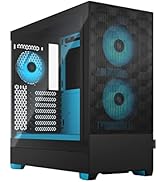 Fractal Design Pop Air RGB Ciano Core - Vetro Temperato Trasparente Tinta - Parte anteriore in rete a nido d'ape - Lato TG...