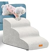 Topmart 3 Tiers Foam Dog Ramps/Steps,Non-Slip Dog Steps,Extra Wide Deep Dog Stairs,High Density F...
