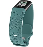 TOYOUTHS Löwenzahn Floral Gravierte Armband Kompatibel mit Fitbit Charge 6/Charge 5 Armband Damen...
