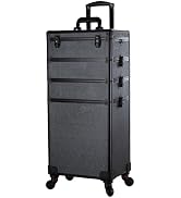 AROUS Professional Rolling Makeup Train Case with Mirror of LED Lighted, 4 in 1 Large Storage Cos...