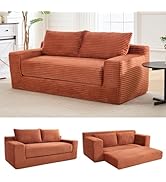 70.87" Loveseat Sofa with Pull-Out Bed, 2-in-1 Convertible Corduroy Sleeper Sofa with Deep Seat a...