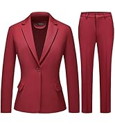TRONSTORE Women's Business Solid Suit 2 Set Slim Fit Classic Blazer Pants Set for Women Formal Of...