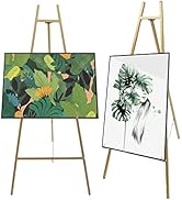2 Pack Gold Easel Stands, 40.95in Tall Steel Pipe Portable Floor Easel Stand, Gold Easels Display...
