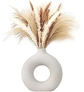 White Ceramic Vase for Modern Home Decor, Minimalistic Nordic Boho Matte Vase for Decorating Farm...